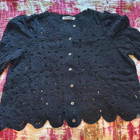 Origami Black Crochet Top size 2x - Picture 1 of 4